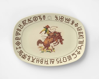 Westward Ho -  &#39;Rodeo&#39; REPRODUCTION  - DecoWare - 10”x14” Dinner Platter - Microwave Safe, Dishwasher Safe, No Melamine