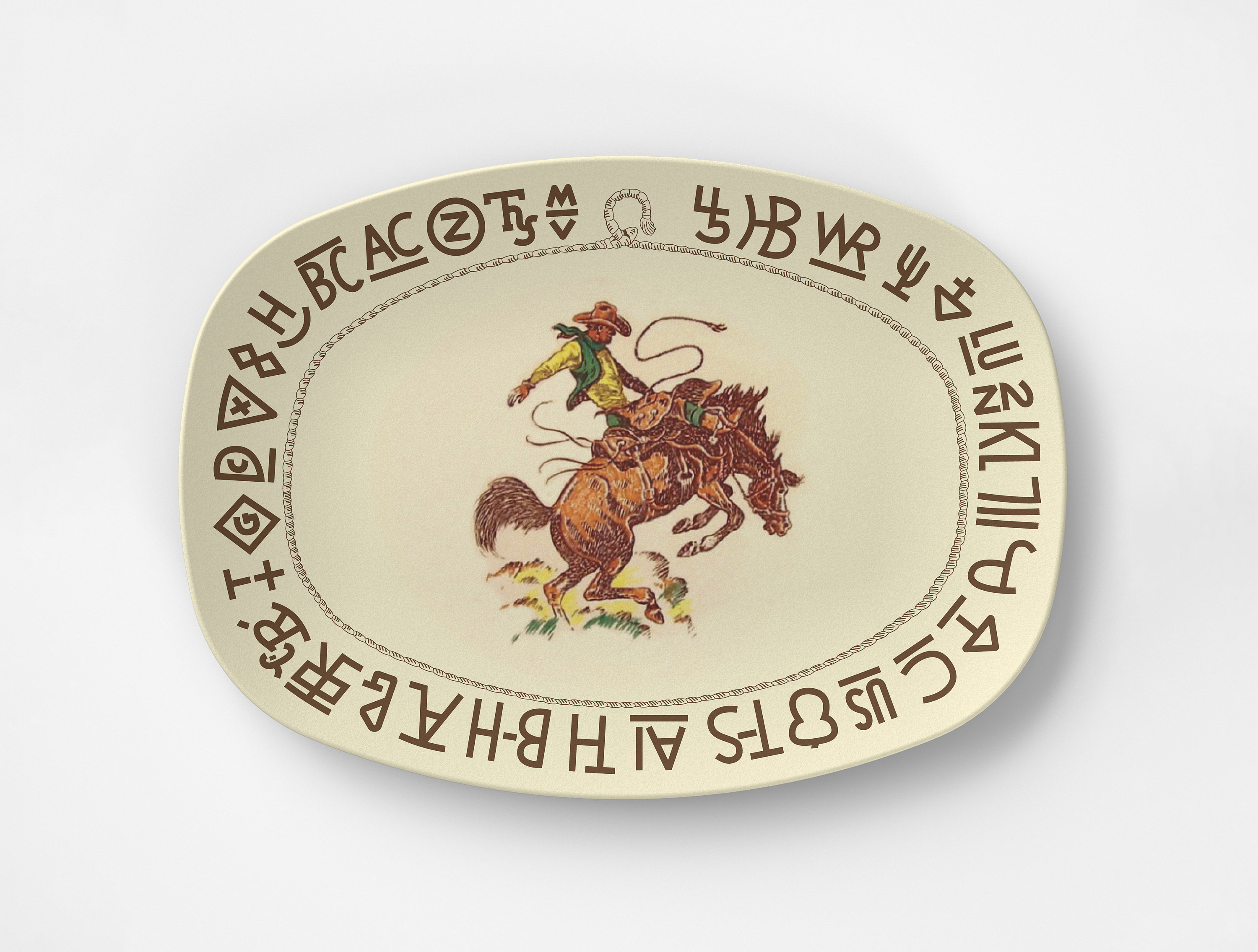 Westward Ho - 'Rodeo'-REPRODUCTIE - DecoWare - 10 x 14 inch dinerschaal - magnetronbestendig, vaatwasmachinebestendig, geen melamine