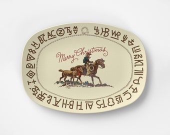 Westward Ho - &#39;Merry Christmas&#39;-schaal REPRODUCTIE - DecoWare - 10 x 14 inch dinerschaal - magnetronbestendig, vaatwasmachinebestendig, geen melamine