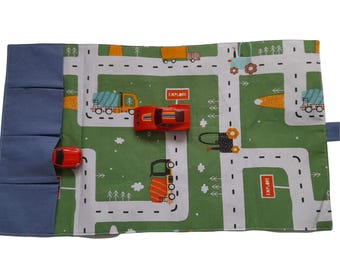 City Play Mat, Fold Up Travel Mat, Travel Toy, Travel Game, Travel Car Mat, Children's Car Storage Pouch, Foldable Mat, Car Carrier,