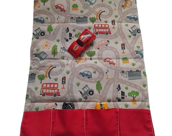 City Play Mat, Fold Up Travel Mat, Travel Toy, Travel Game, Travel Car Mat, Children's Car Storage Pouch, Foldable Mat, Car Carrier,