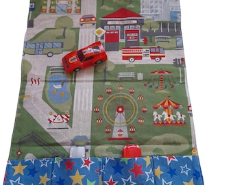 City Play Mat, Fold Up Travel Mat, Travel Toy, Travel Game, Travel Car Mat, Children's Car Storage Pouch, Foldable Mat, Car Carrier,