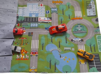 Large City Play Mat, Fold Up Travel Mat, Travel Toy, Travel Game, Travel Car Mat, Children's Car Storage Pouch, Foldable Mat, Car Carrier,