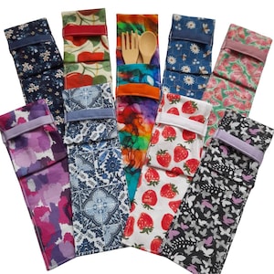 Travel Cutlery Pouch, utensil case, utensil holder, picnic accessories, on the go utensil holder, eco friendly, reusable fabric pouch
