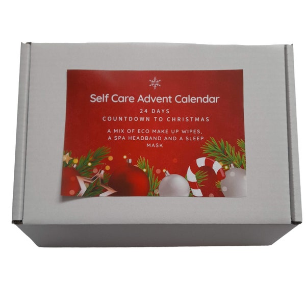 Self Care Advent Calendar, Countdown to Christmas, Eco Friendly Make Up Remover Pads, Bamboo Spa Headband & Sleep Mask Set, Christmas 2024
