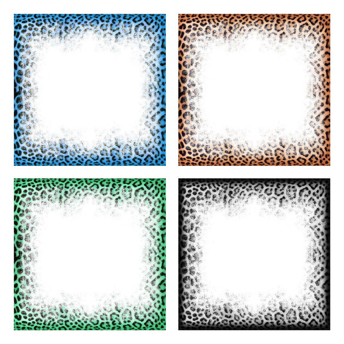 Leopard Print Frame PNG Sublimation Designs, Cheetah Splash Border