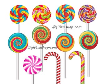 Sweets Clipart- Candy Cane Clipart- Lollipop Clipart - Pictures of Sweets