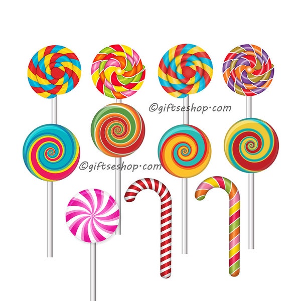 Sweets Clipart- Candy Cane Clipart- Lollipop Clipart - Pictures of Sweets