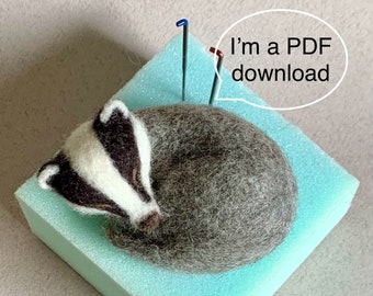 Nadel gefilzt Sleepy Badger 'PDF' Anleitung - dies ist KEIN Kit