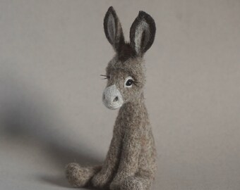Needle Felted Donkey - cute, quirky, unusual, gift, 100% wool, gift for him, gift for her, donkey gift