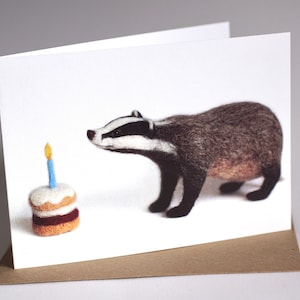 Carte blaireau - vierge, anniversaires, salutations, anniversaire, carte pour lui, carte pour elle, carte pour lui, blaireau feutré