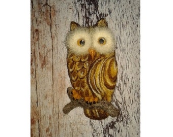 Handmade Felt Owl Brooch, Wool Bird Pin, Cute Animal Jewelry