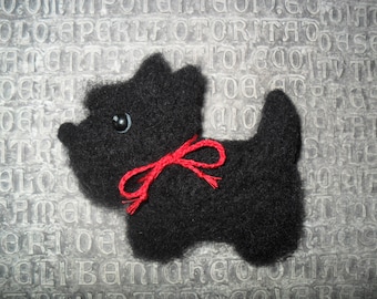 Needle Felted Scottish Terrier Brooch: Wool Dog Lover Gift