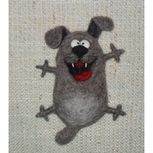 Felted brooch dog Felted dog pin  Funny dog Original brooch  Felt dog    Needle felting  Unique gift  Gifts for her  Gift girlfriend