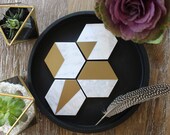 Gold and Grey Marble Geometric Hexagon Coasters