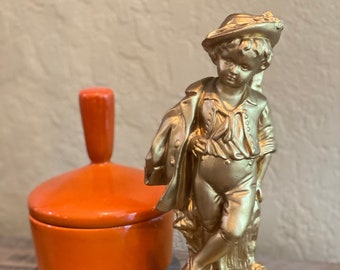 Vintage Italian Plaster Gold Borghese Boy Figurine