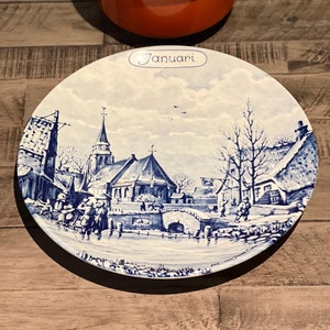 Delft Januari Blue and White Plate January Delfts Collectible Plate