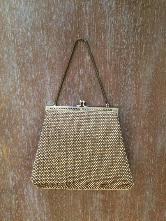 Vintage Lumured Petite Bead Gold Handbag - image 2