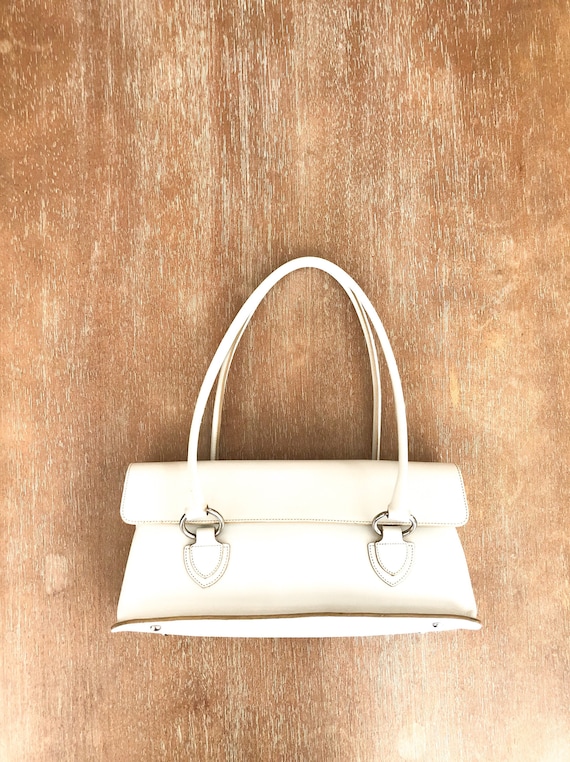 Vintage White Prune Leather Handbag