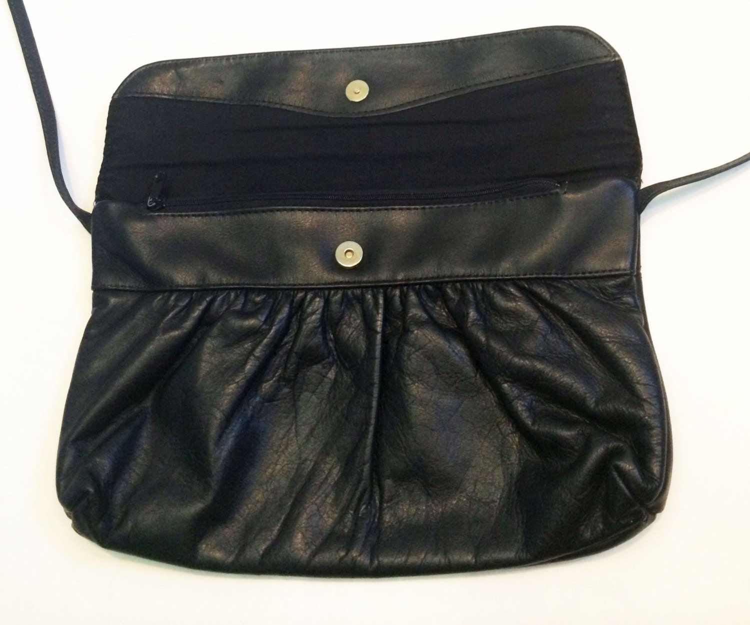 Vintage Juliette Black Leather Handbag Clutch 