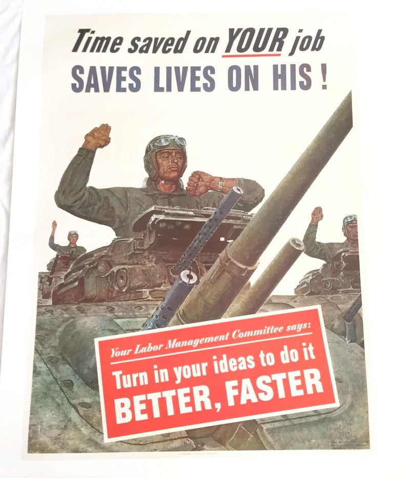 1943 Linen Backed World War II Propaganda Poster FREE SHIPPING Etsy