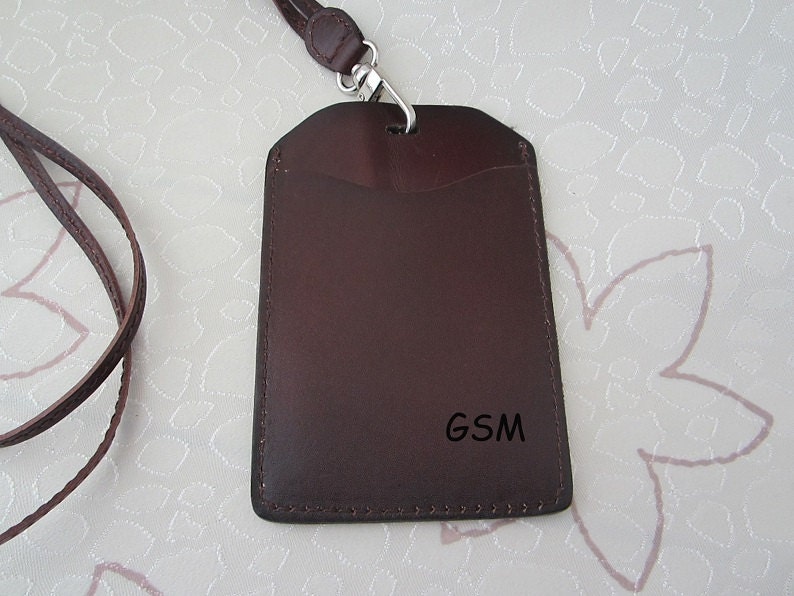 Personalized Leather Badge Holder Leather Lanyard ID Case Etsy