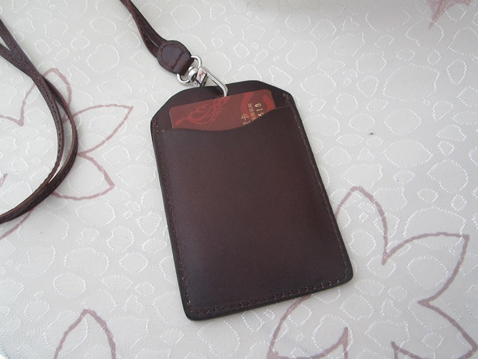 Personalized Leather Badge Holder Leather Lanyard ID Case Etsy