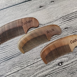 Sandalwood Beard Comb,Custom Beard Comb,Personalized Comb,Engraved comb,Hair Comb,Comb with Leather Case,Wooden Beard Comb,AD9