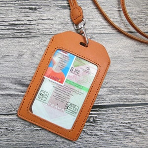 Custom Leather ID holder // ID Holder Leather Lanyard // ID Pass