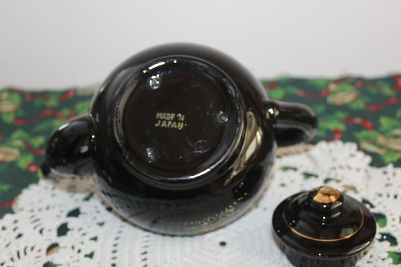 Vintage Japanese Tea Pot Gold Trim Moriage Oriental Teapot 1950/'s