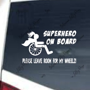 Handicap Decal ~ Superhero On Board Car Decal  ~ Princess Prince Bumper Sticker ~ Disability Handicap Truck Sticker ~ Wheelchair Decal