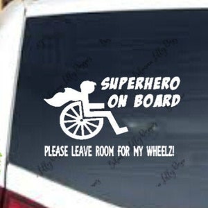 Handicap Decal ~ Superhero On Board Car Decal  ~ Princess Prince Bumper Sticker ~ Disability Handicap Truck Sticker ~ Wheelchair Decal