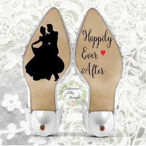 Cinderella Disney Inspired Wedding Day Shoe Decal ~ Gift for the Bride  ~ Princess Prince ~ Happily Ever After ~ Fairy Tale ~ Something Blue