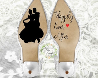 Cinderella Disney Inspired Wedding Day Shoe Decal ~ Gift for the Bride  ~ Princess Prince ~ Happily Ever After ~ Fairy Tale ~ Something Blue