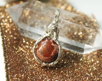 Fire Opal Pendant Wrapped in Sterling Silver // pendant // Gemstone Jewelry // handmade // gift for her // small pendant // gemstone //