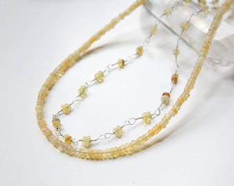 Genuine Opal double Strand Necklace in Sterling Silver / Opal Jewelry / Opal necklace / Opal Beads / Silver Necklace / Silver Jewelry