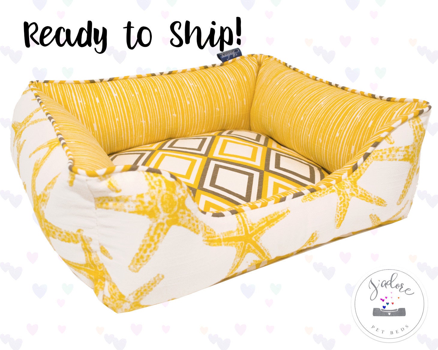 XSmall Dog Bed Yellow Starfish Dog Bed or Cat Bed Etsy