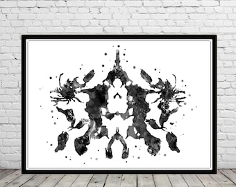 Rorschach Inkblot Test Card 10 BW Watercolor Print Psychology Psychiatry-1284