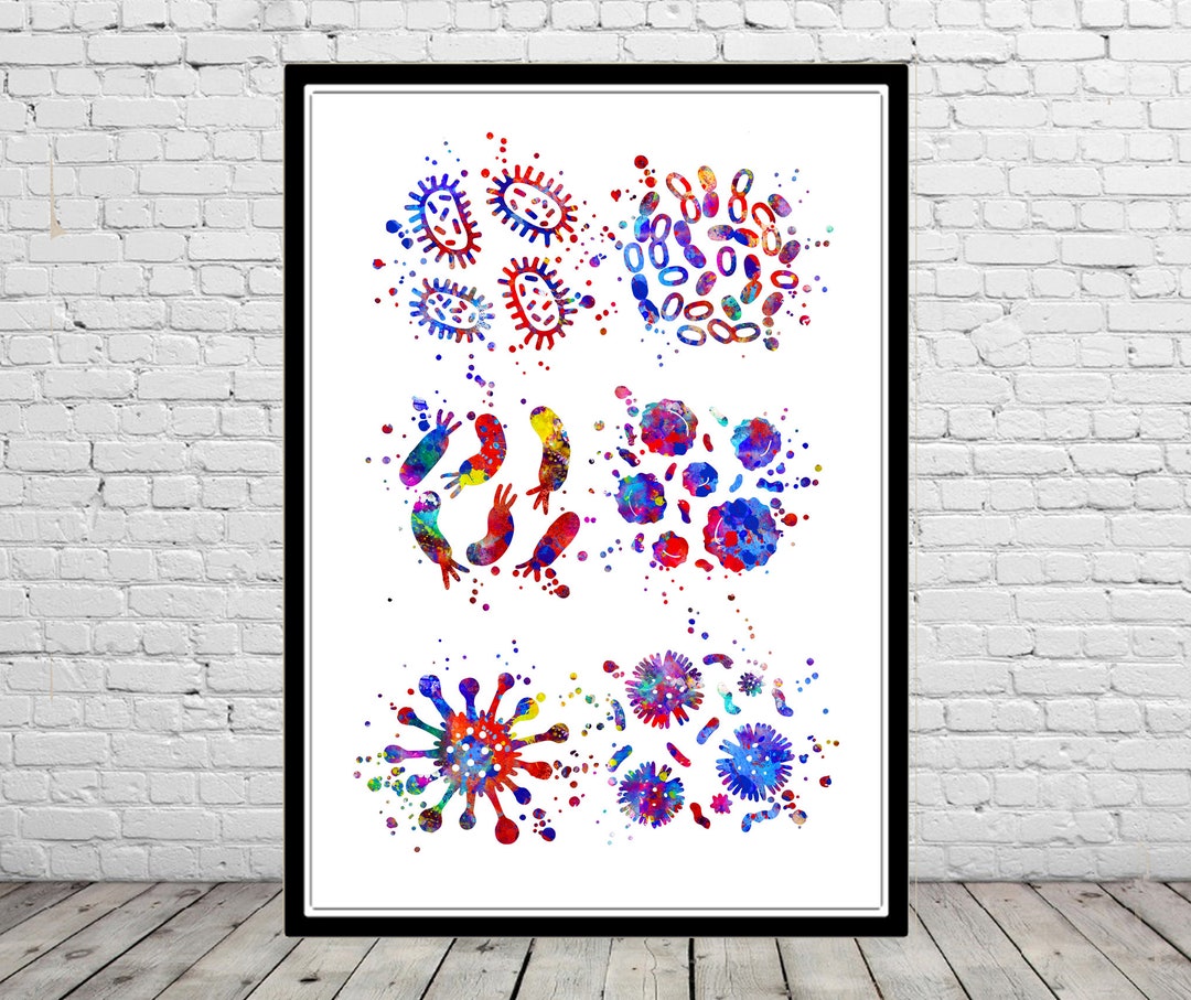Bacteria Watercolor Print Microbiology Virus Art Medical - Etsy