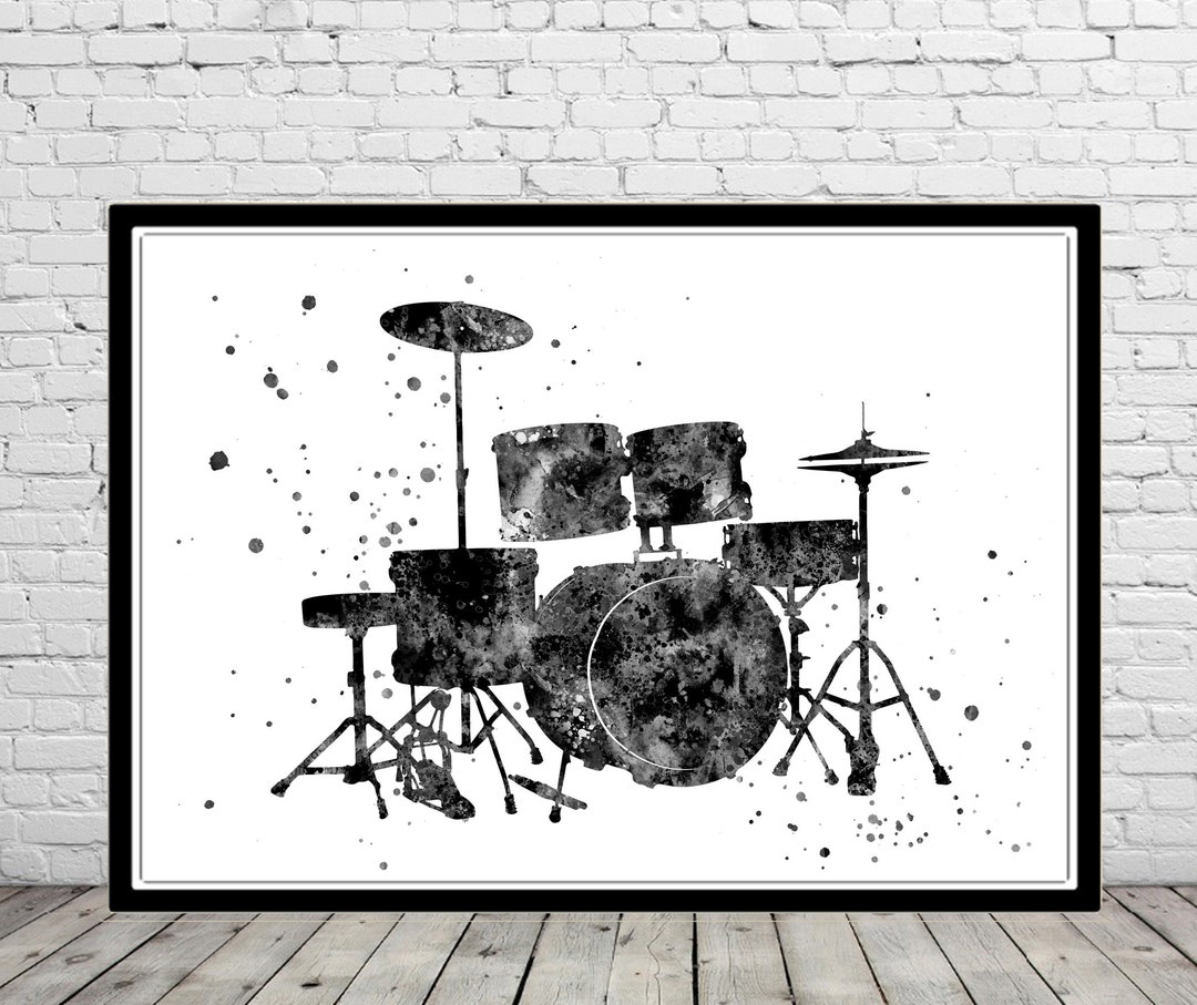 Drums Watercolor Print Drum Set Wall Art Trap Set Music Etsy