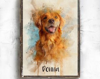Personalized Pet Portrait Custom Dog Painting from Photo Watercolor Print Custom Dog Portrait Dog Owner Gift Dog Lover