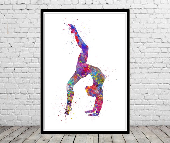 Gymnastics Girl Watercolor Gymnastics Teen Gift Gymnastics Etsy