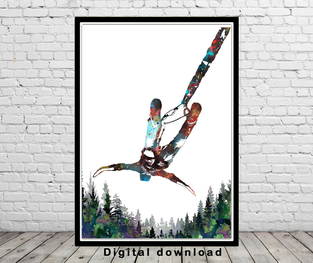 BungeeJumping Druck Aquarell Druck digitaler Download personalisierte