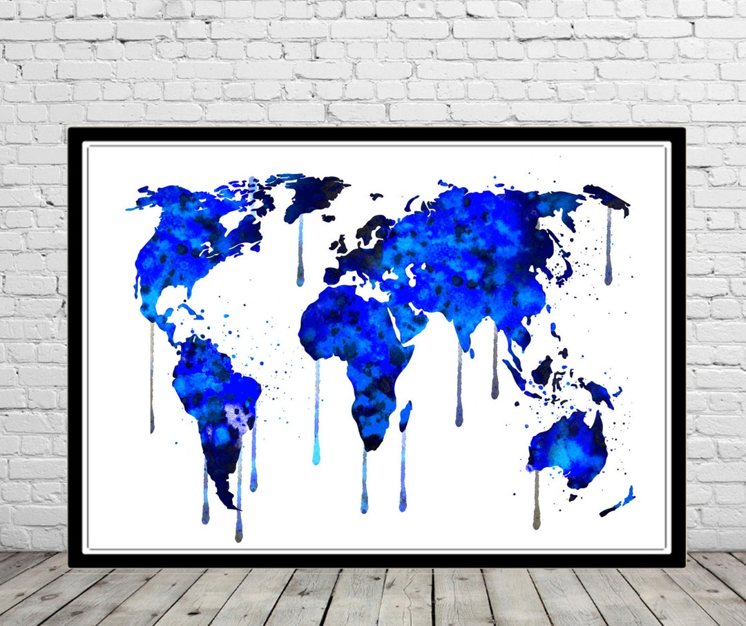 World Map Watercolor Print Poster Print Watercolor World - Etsy