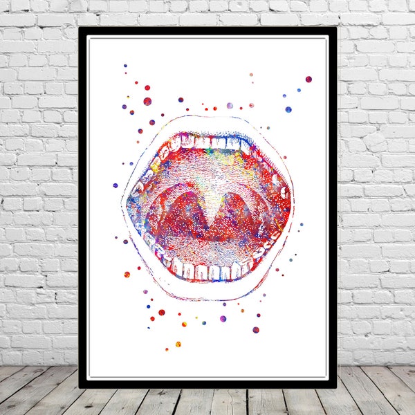 Mouth anatomy watercolor print human mouth medical art oral cavity oral vestibule speech therapy oropharynx anatomy wall art birthday gift