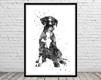 Boxer boxer imprimé aquarelle assis mur art amoureux des chiens cadeau enfants chambre décor cadeau d'anniversaire cadeaux personnalisés