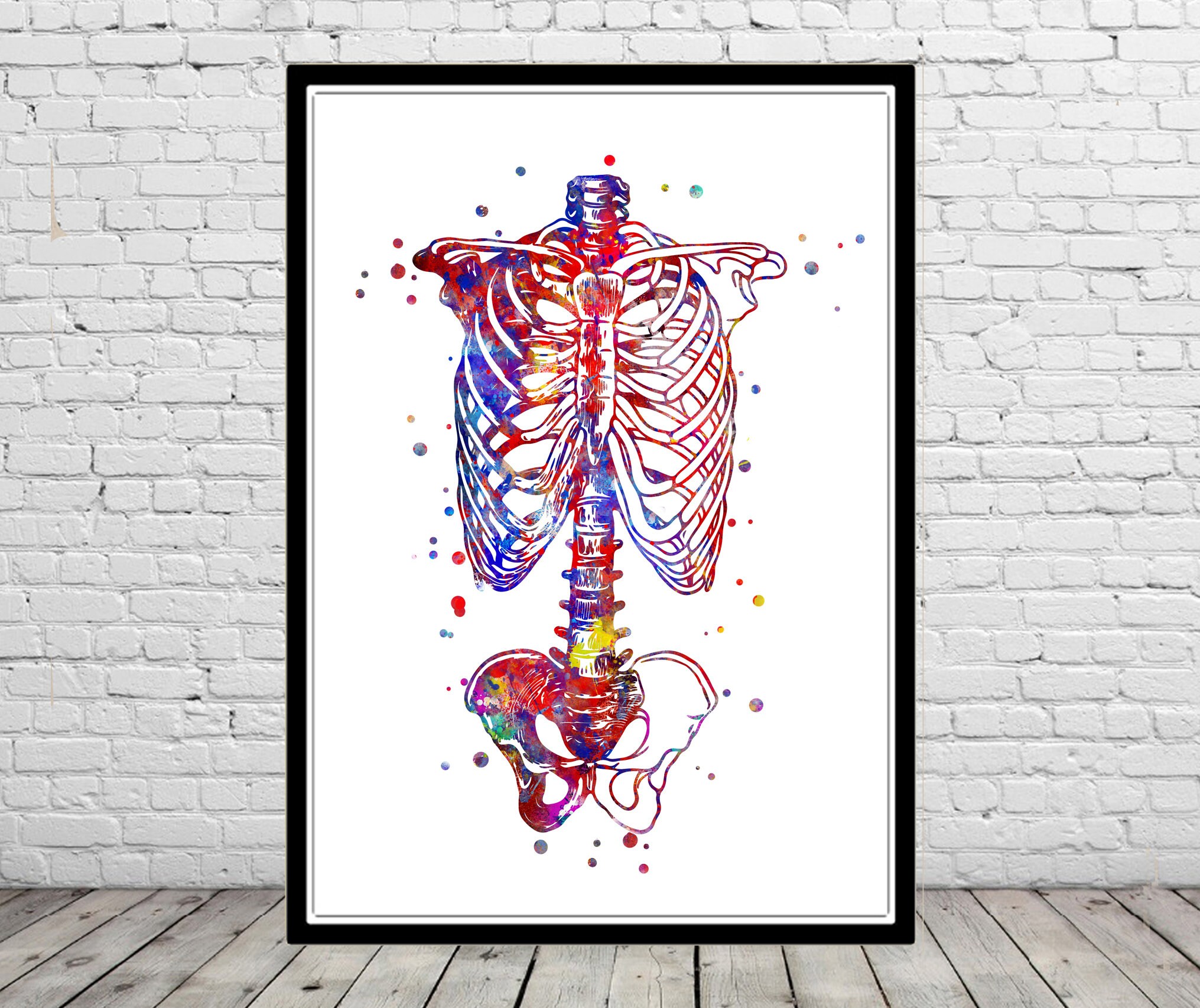 Skeleton torso watercolor skeleton torso watercolor | Etsy