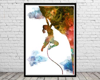 Rock climbing extreme sport woman wall art climbing woman climber gift birthday gift personalized gifts wall hanging sport lovers gift