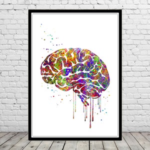 Brain Anatomy Watercolor Print Medical Art Abstract Brain Wall - Etsy