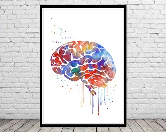 Brain anatomy watercolor print medical art abstract brain wall art medical office decor brain lover gift birthday gift personalized gifts